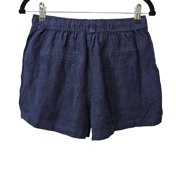 C&C California High Waist Pull On Navy 100% Linen Shorts - Picture 4 of 8